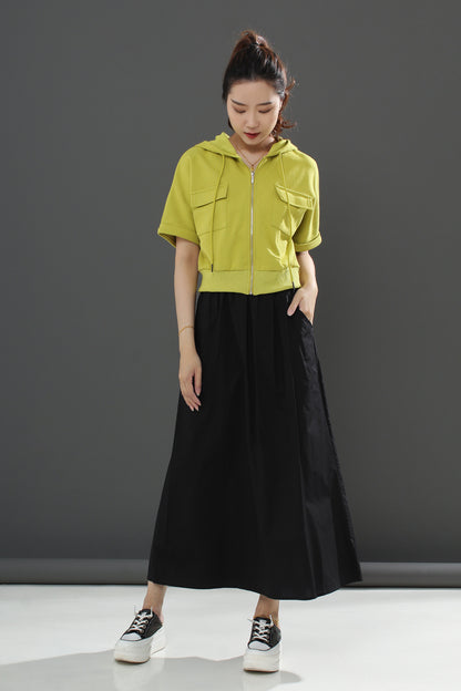 Allegra Cotten Zipper Short-sleeved Top