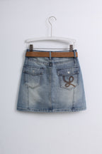 Denim Skirt with Belt