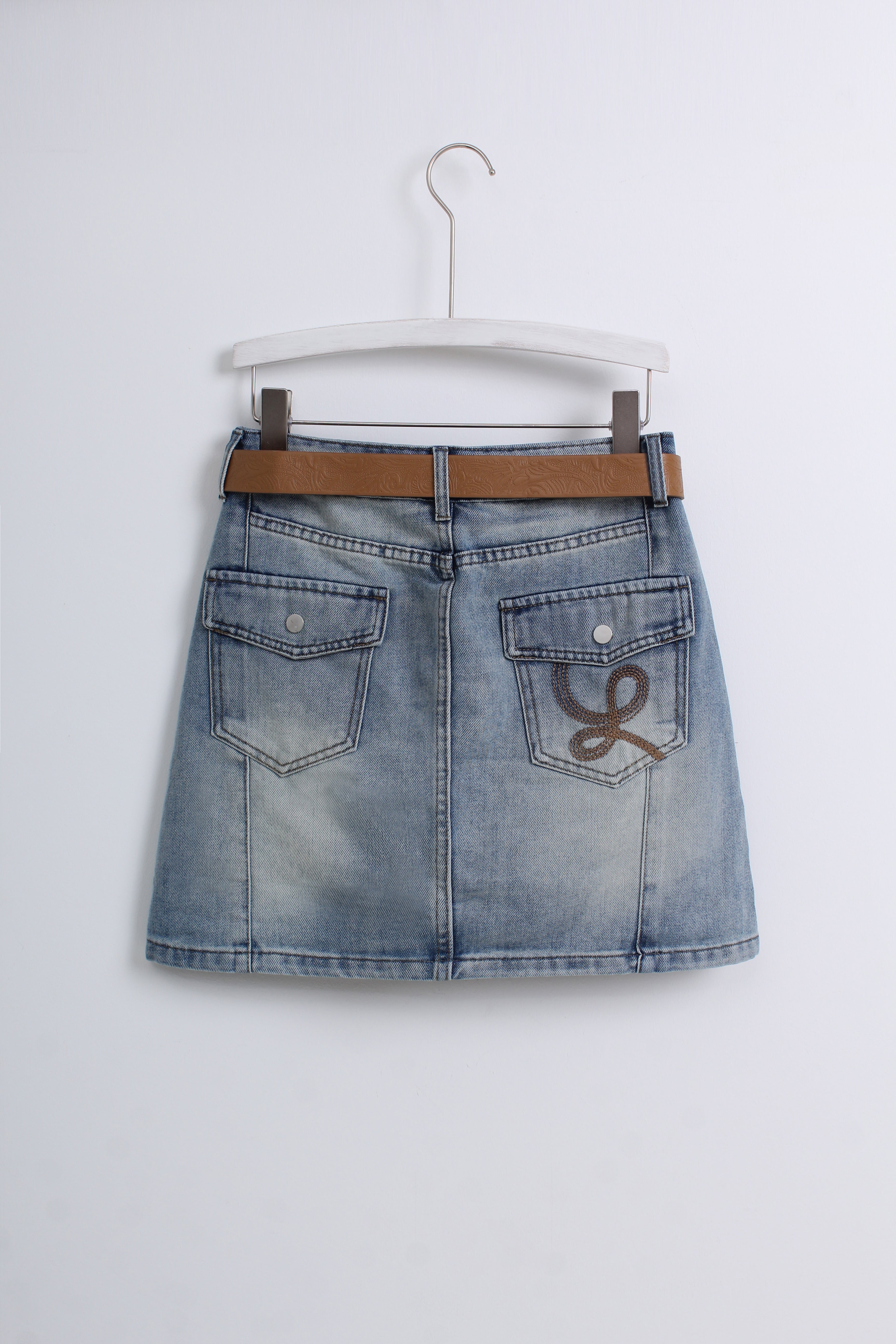 Denim Skirt with Belt
