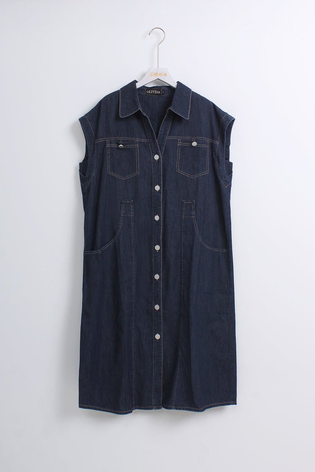 Denim Buttoned Dress (Size L)