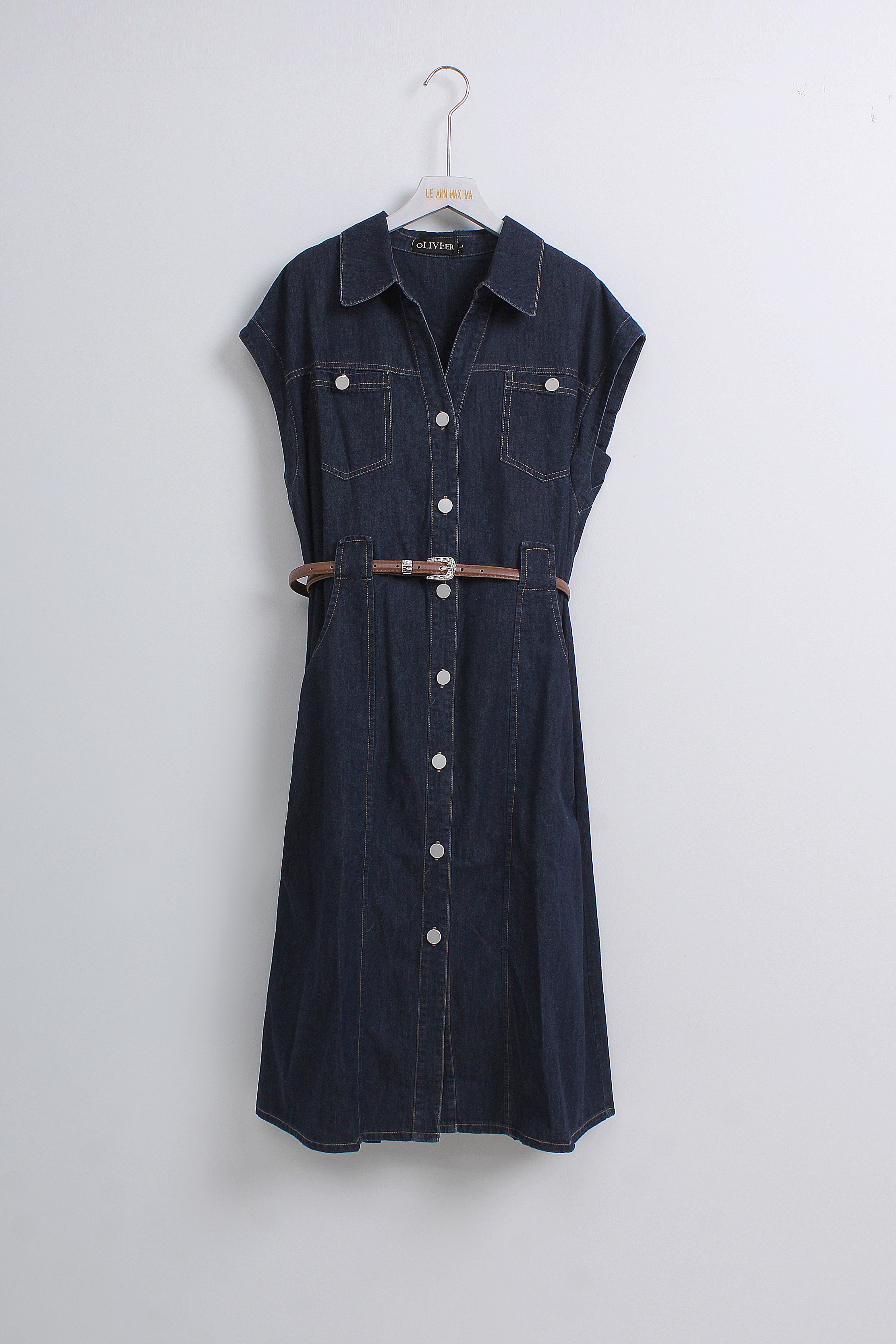 Denim Buttoned Dress (Size L)
