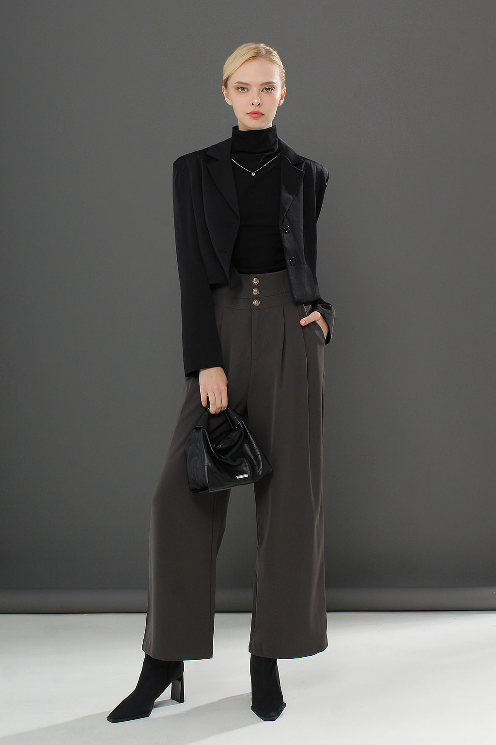 Relaxed Straight Leg Button Pants