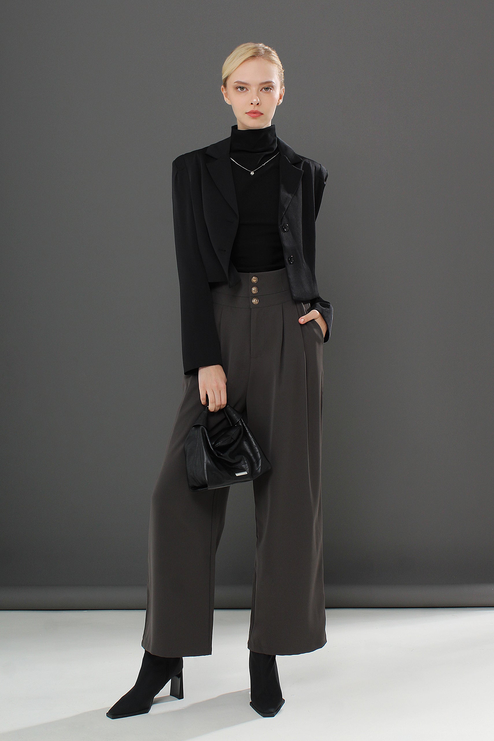 Relaxed Straight Leg Button Pants