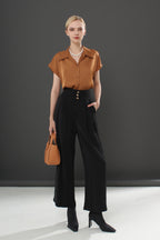 Relaxed Straight Leg Button Pants