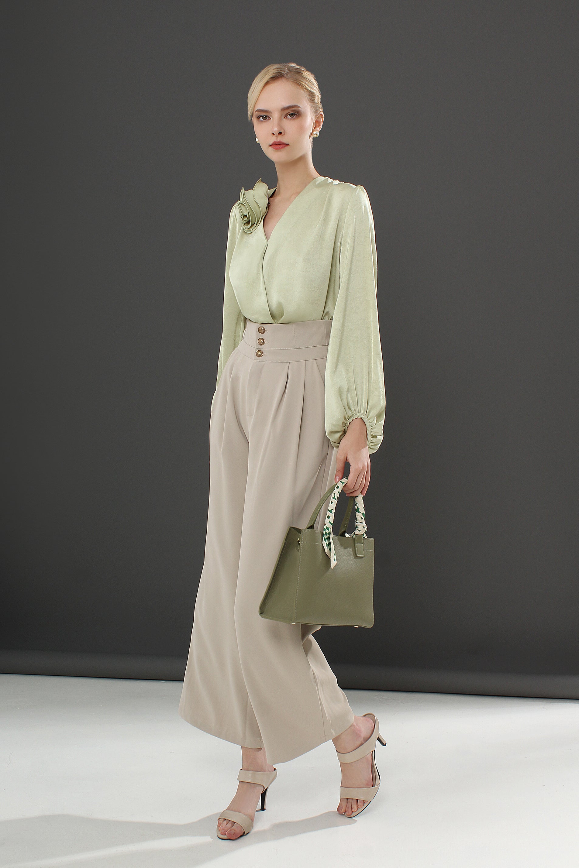 Relaxed Straight Leg Button Pants