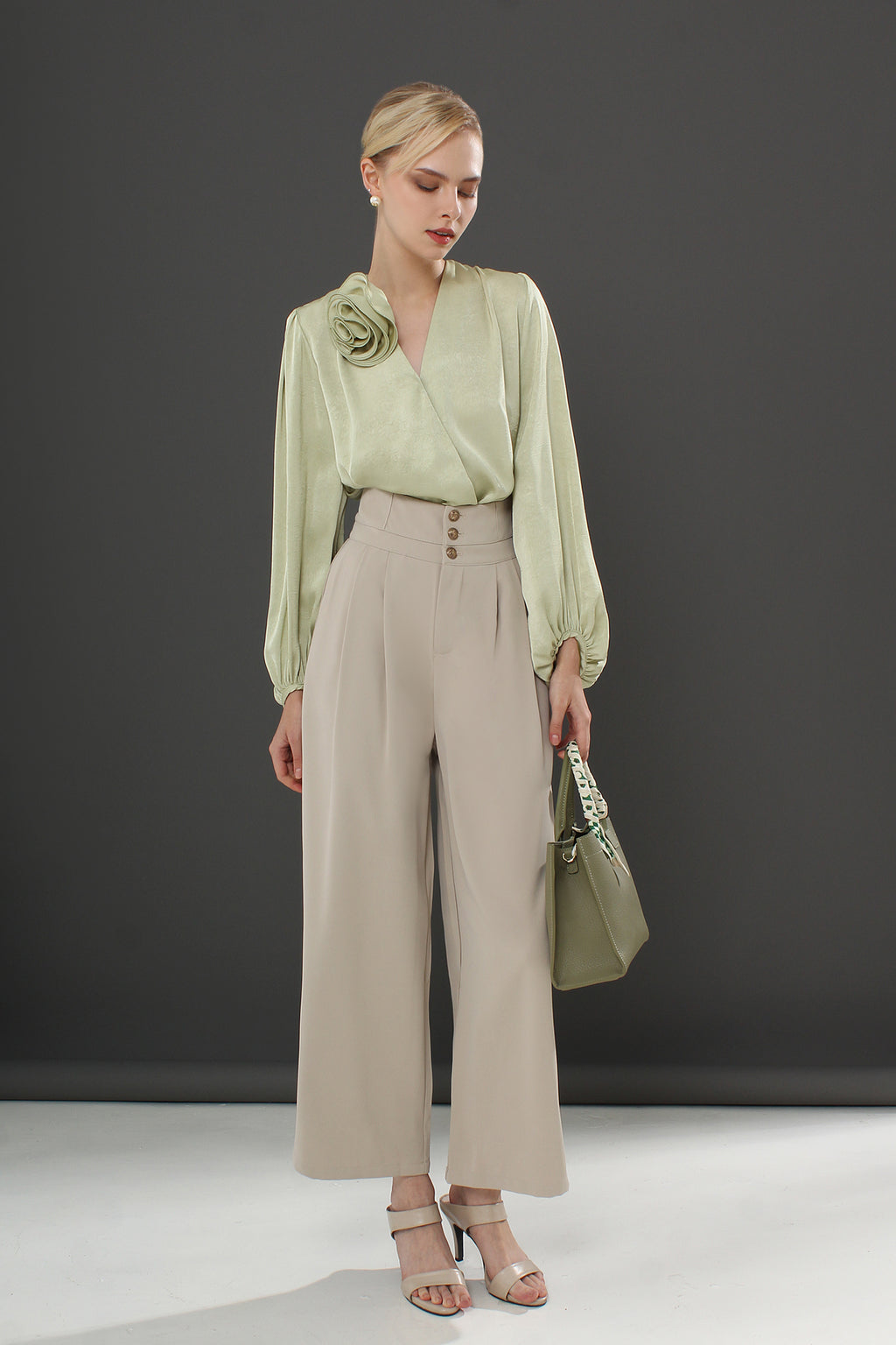 Relaxed Straight Leg Button Pants