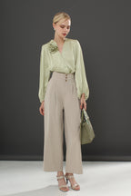 Relaxed Straight Leg Button Pants