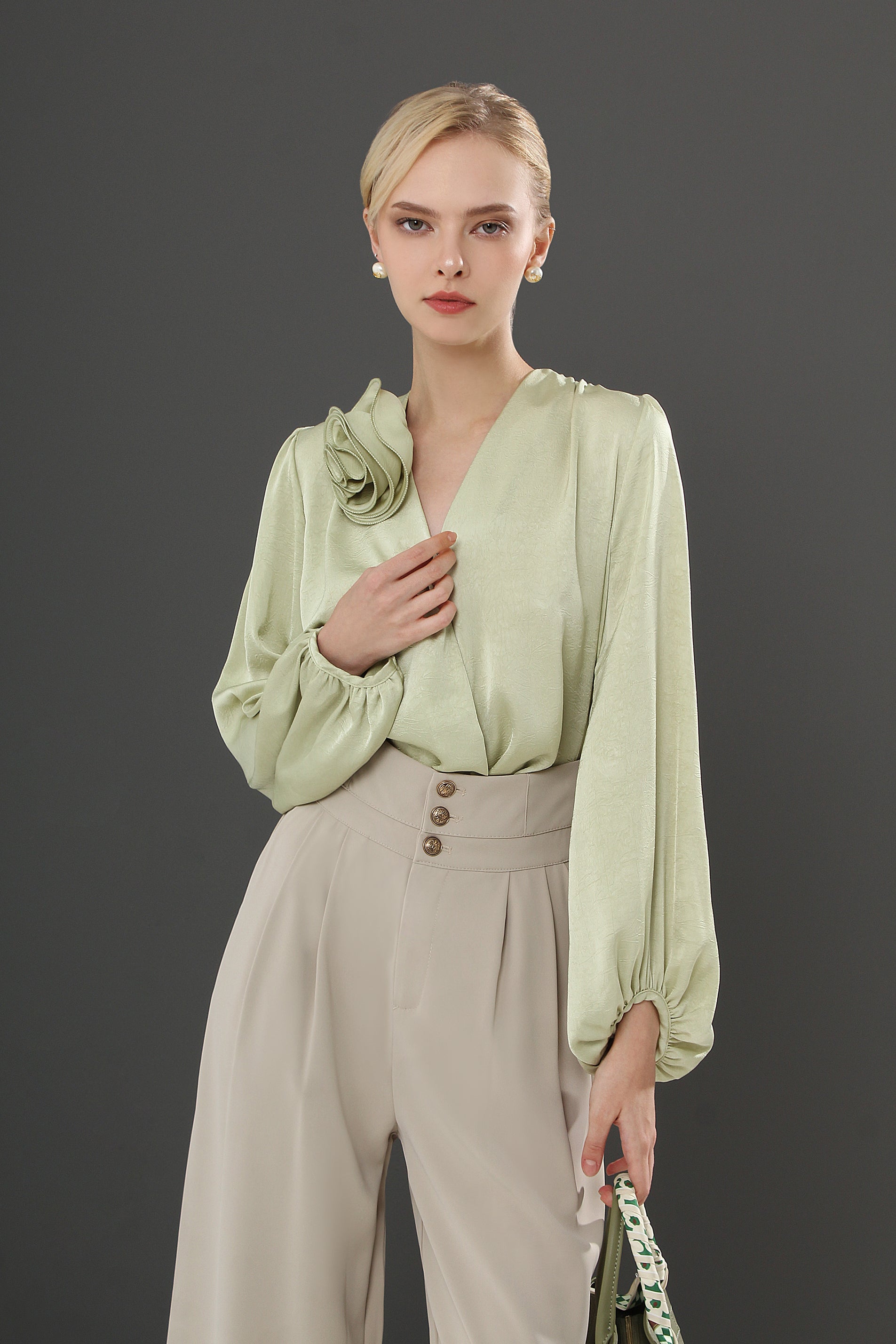 Relaxed Straight Leg Button Pants