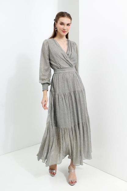 Serena Metallic Flare Maxi Dress