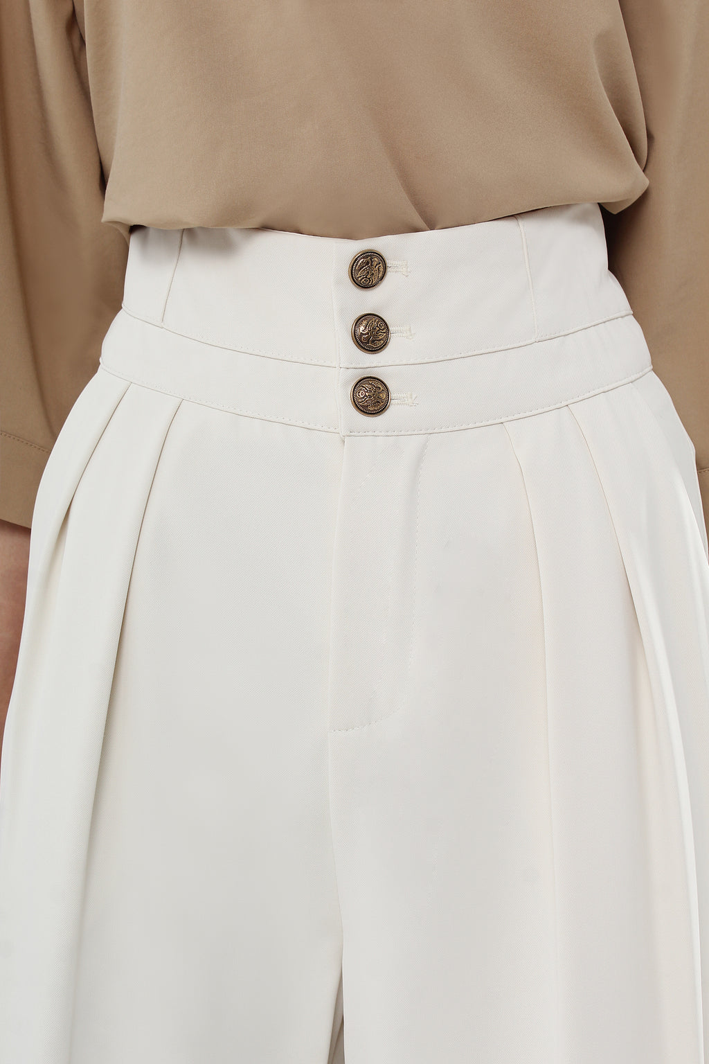 Relaxed Straight Leg Button Pants