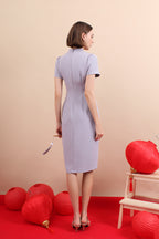 Embroidered Floral Qipao Midi Dress