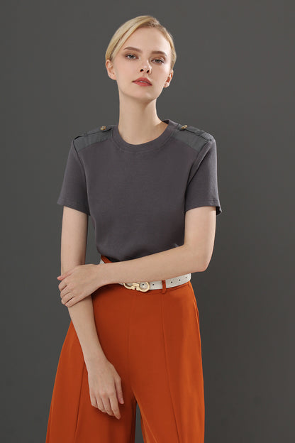 Gwyneth Casual Plain Short Sleeve Knit Top