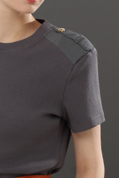 Gwyneth Casual Plain Short Sleeve Knit Top