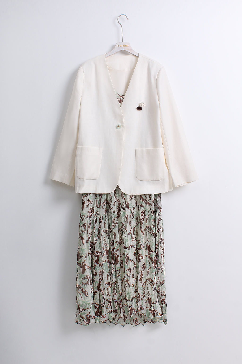 2 in 1 Blazer & Dress Set in White (L size)