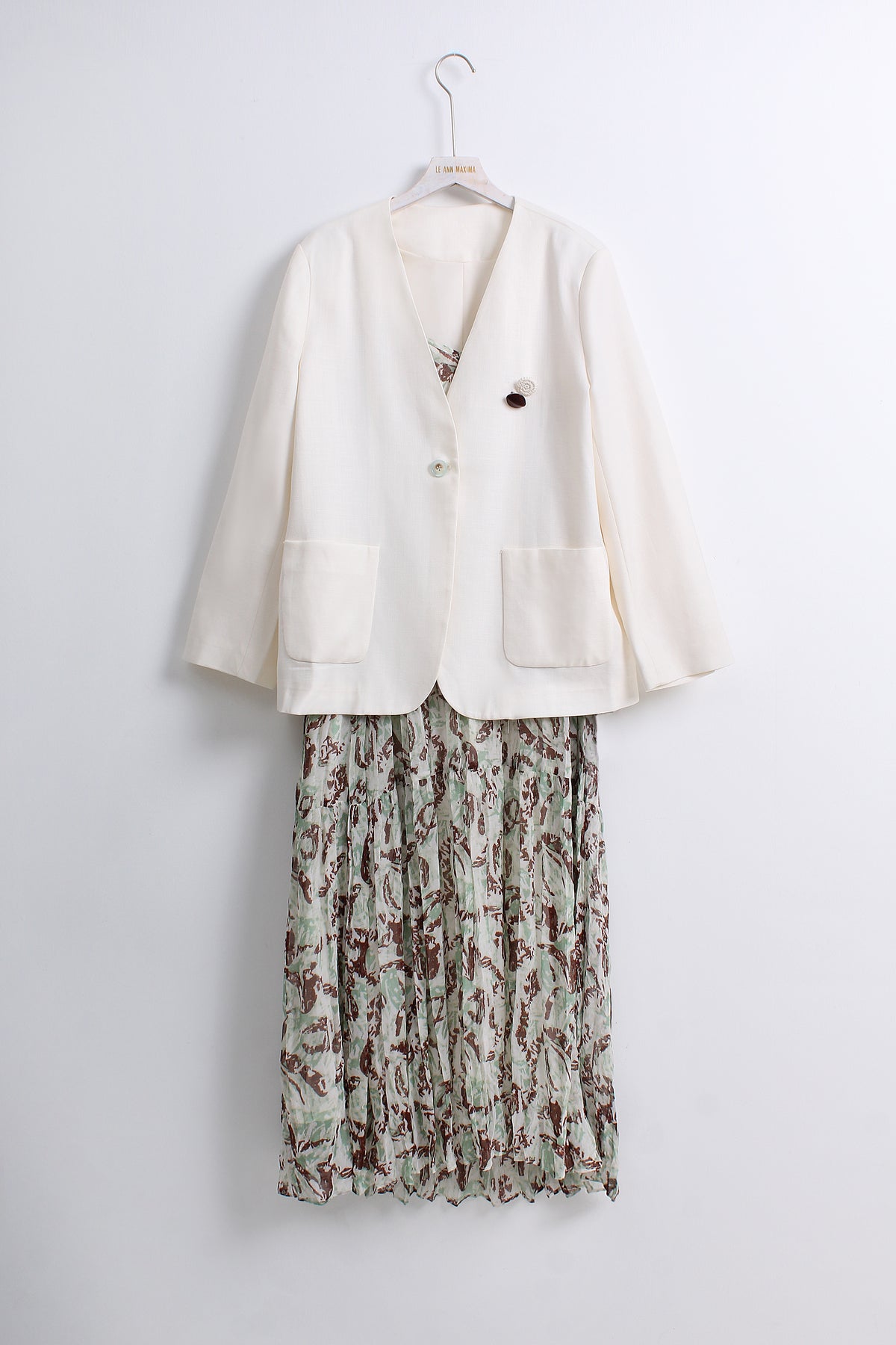 2 in 1 Blazer & Dress Set in White (L size)