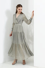 Serena Metallic Flare Maxi Dress