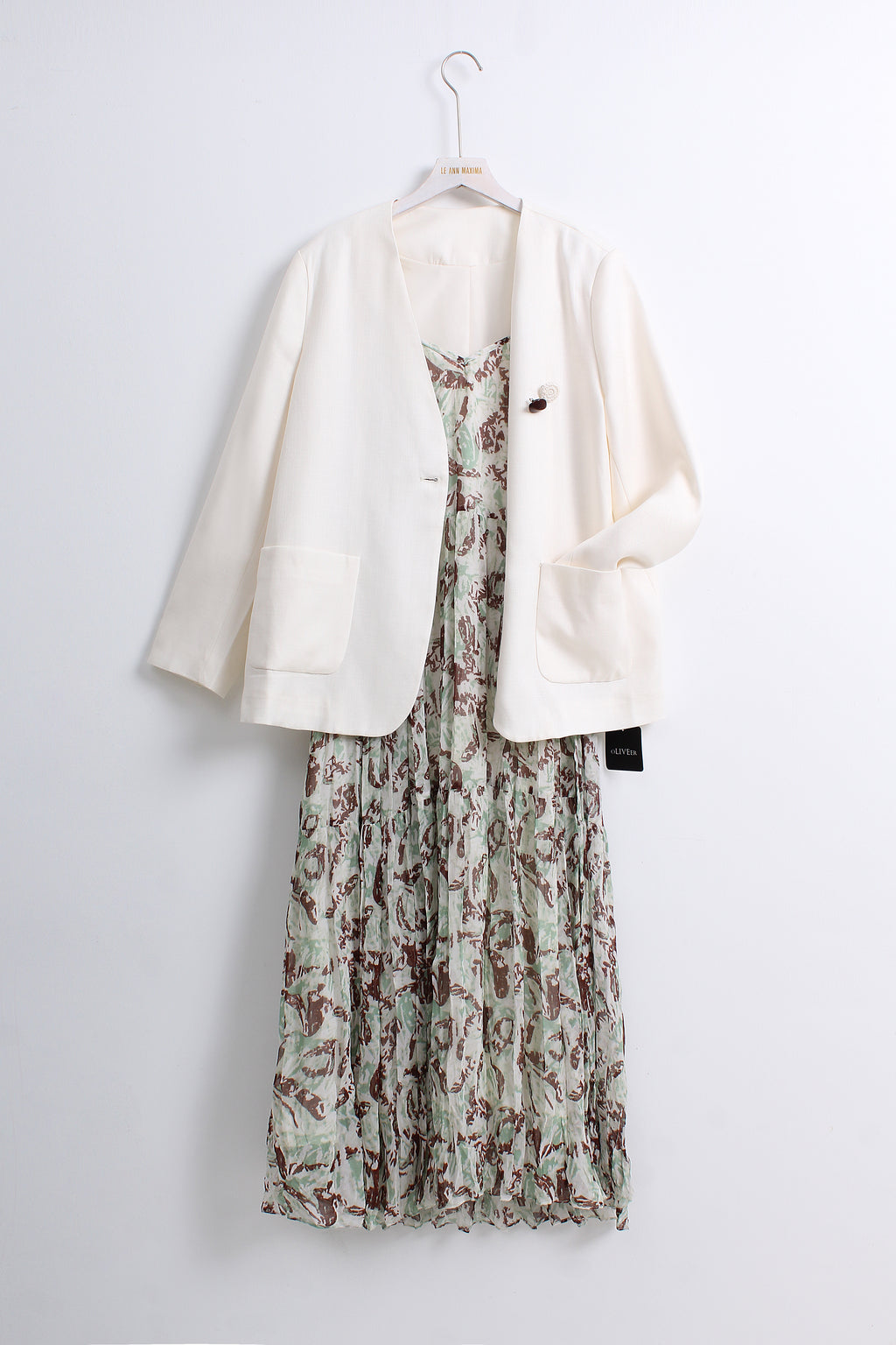 2 in 1 Blazer & Dress Set in White (L size)