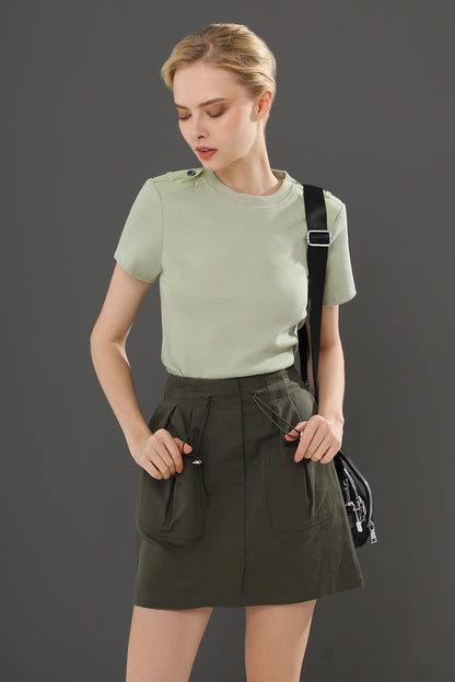 Gwyneth Casual Plain Short Sleeve Knit Top