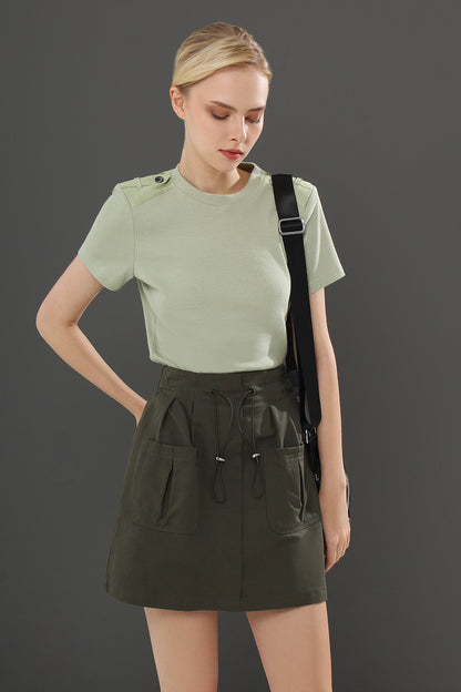 Gwyneth Casual Plain Short Sleeve Knit Top