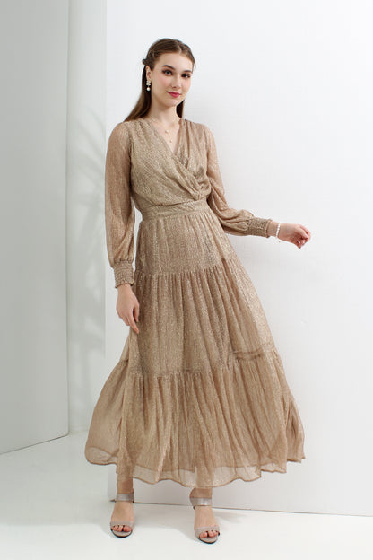 Serena Metallic Flare Maxi Dress