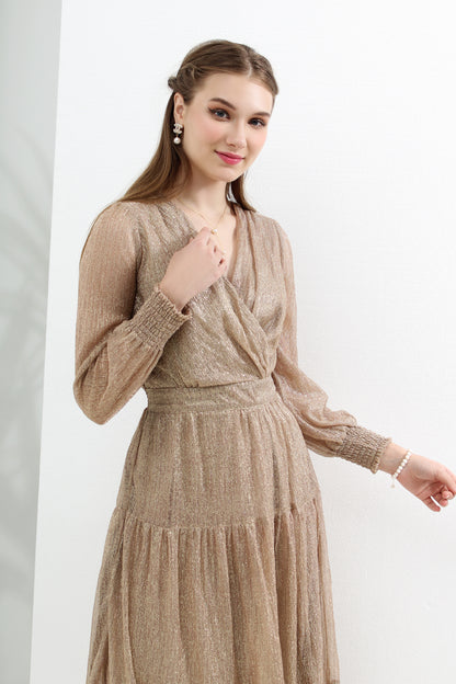 Serena Metallic Flare Maxi Dress