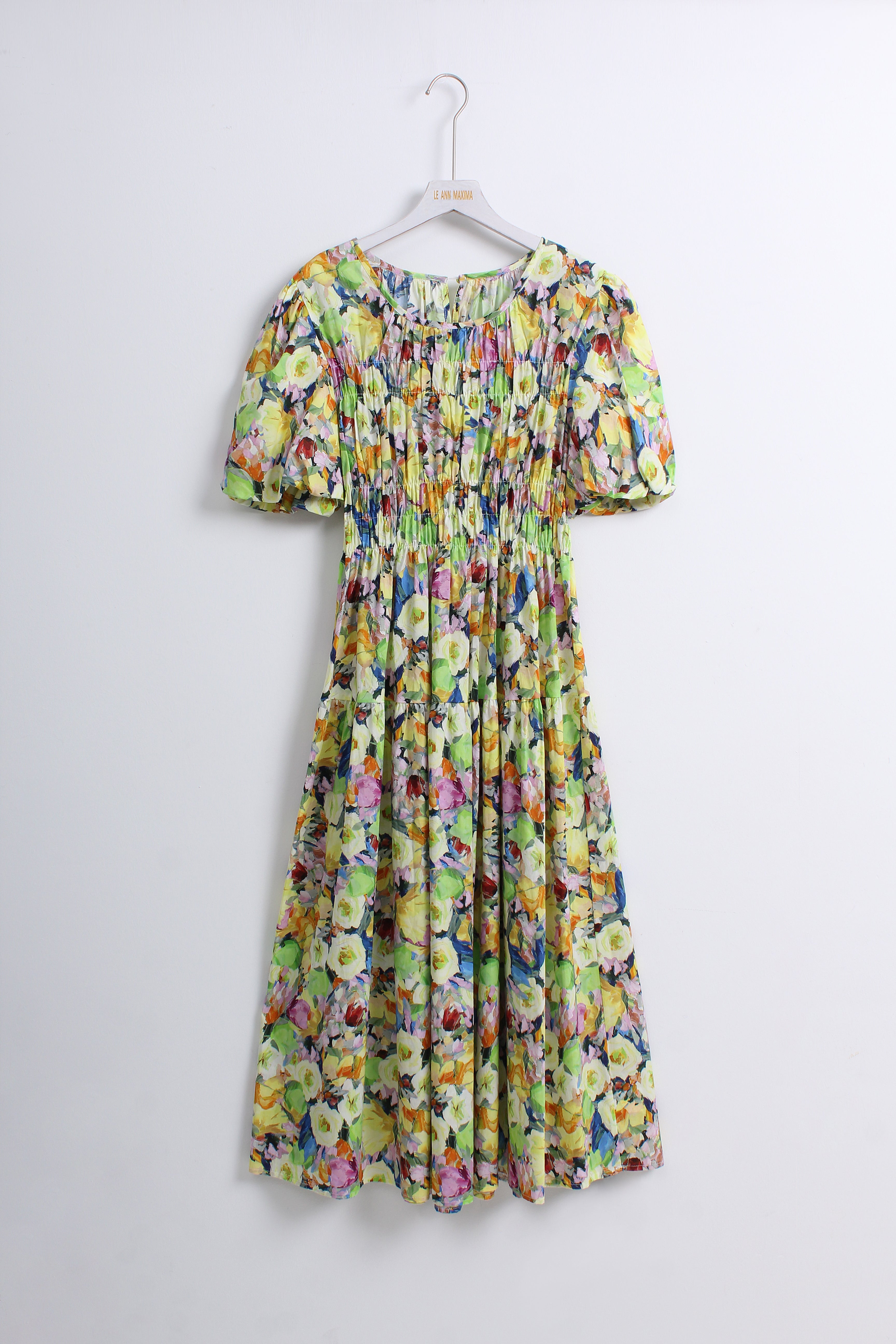 Floral Dress in Green & Blue (Free size)