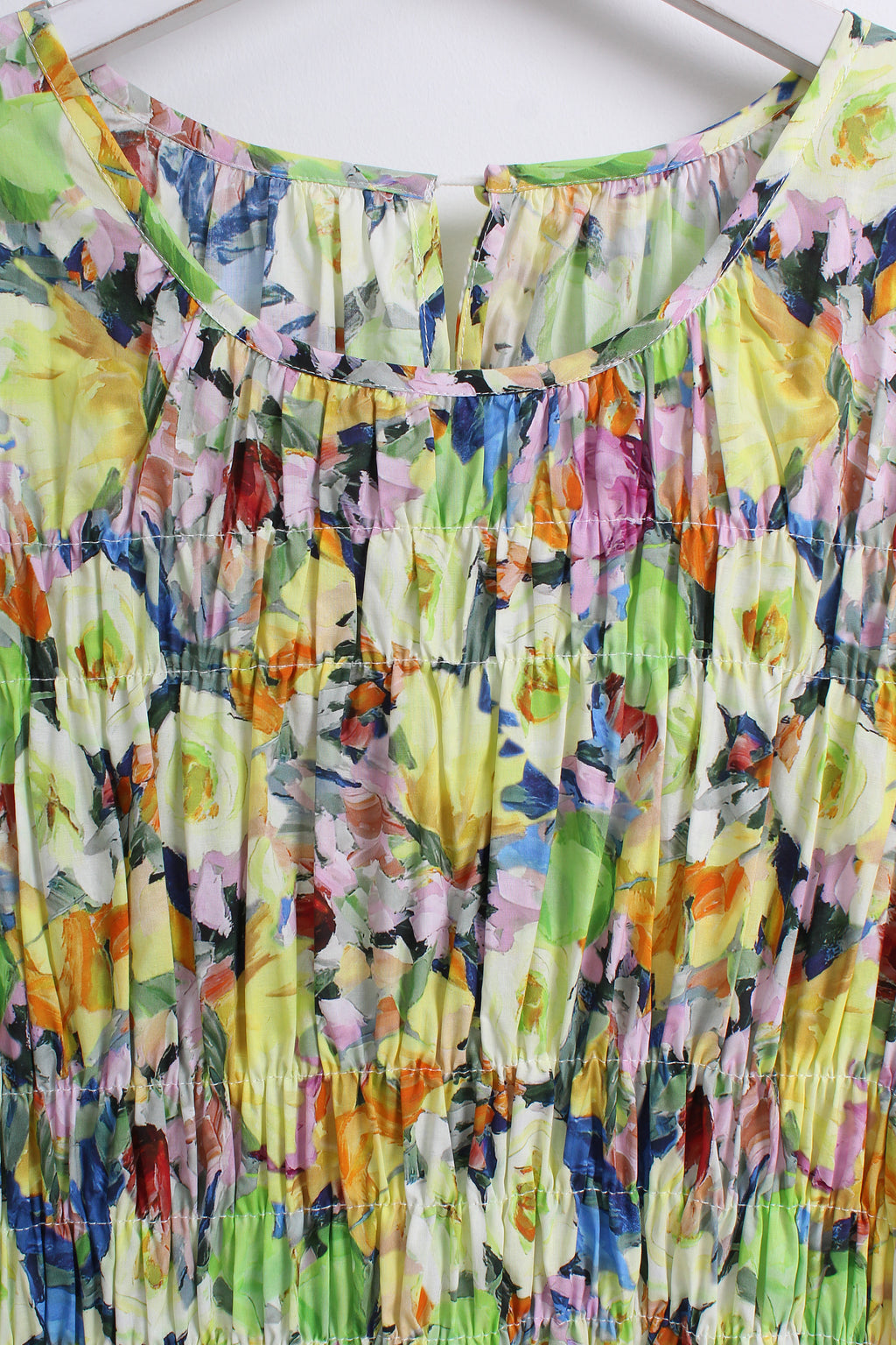 Floral Dress in Green & Blue (Free size)