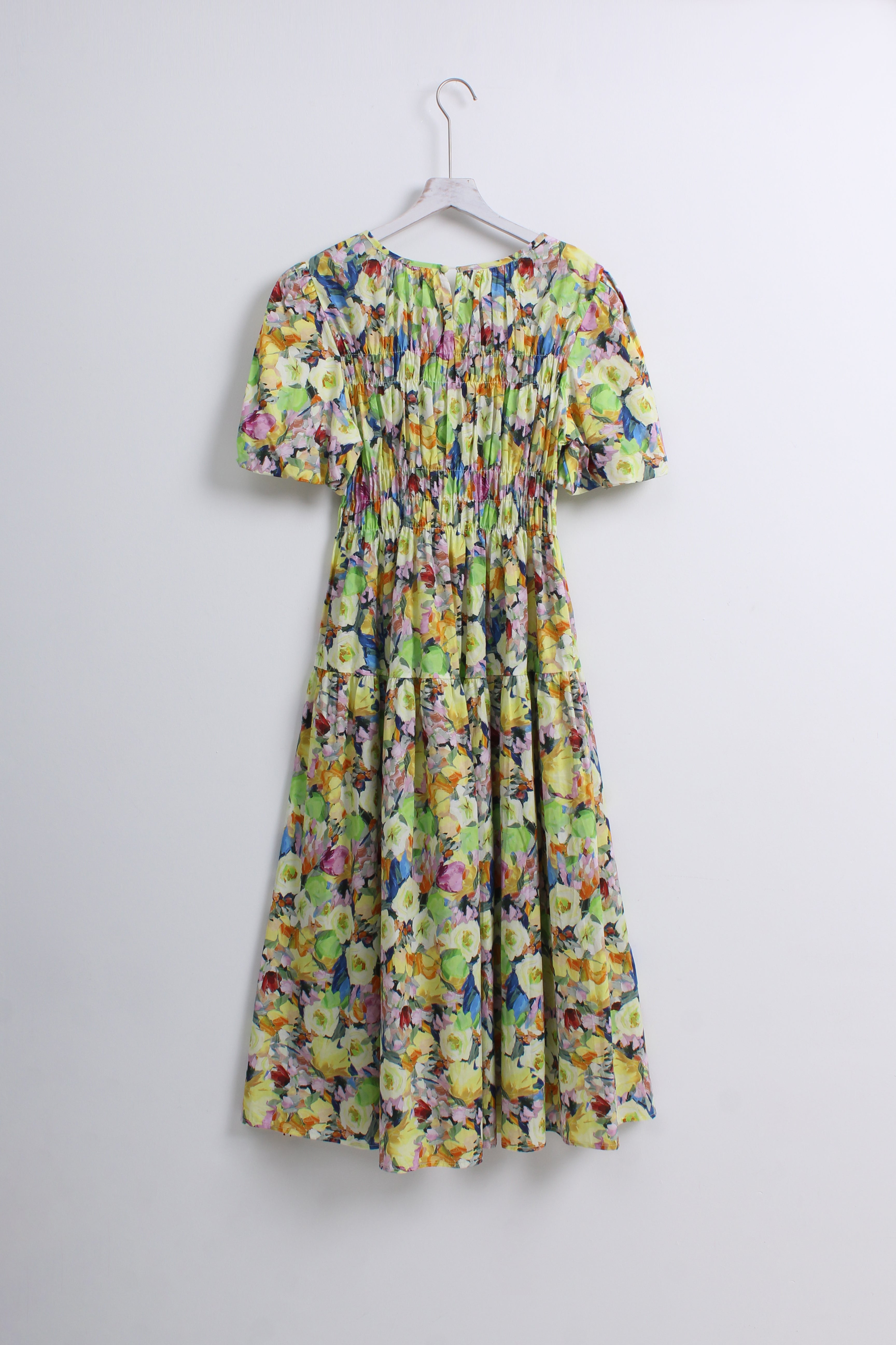 Floral Dress in Green & Blue (Free size)