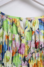 Floral Dress in Green & Blue (Free size)