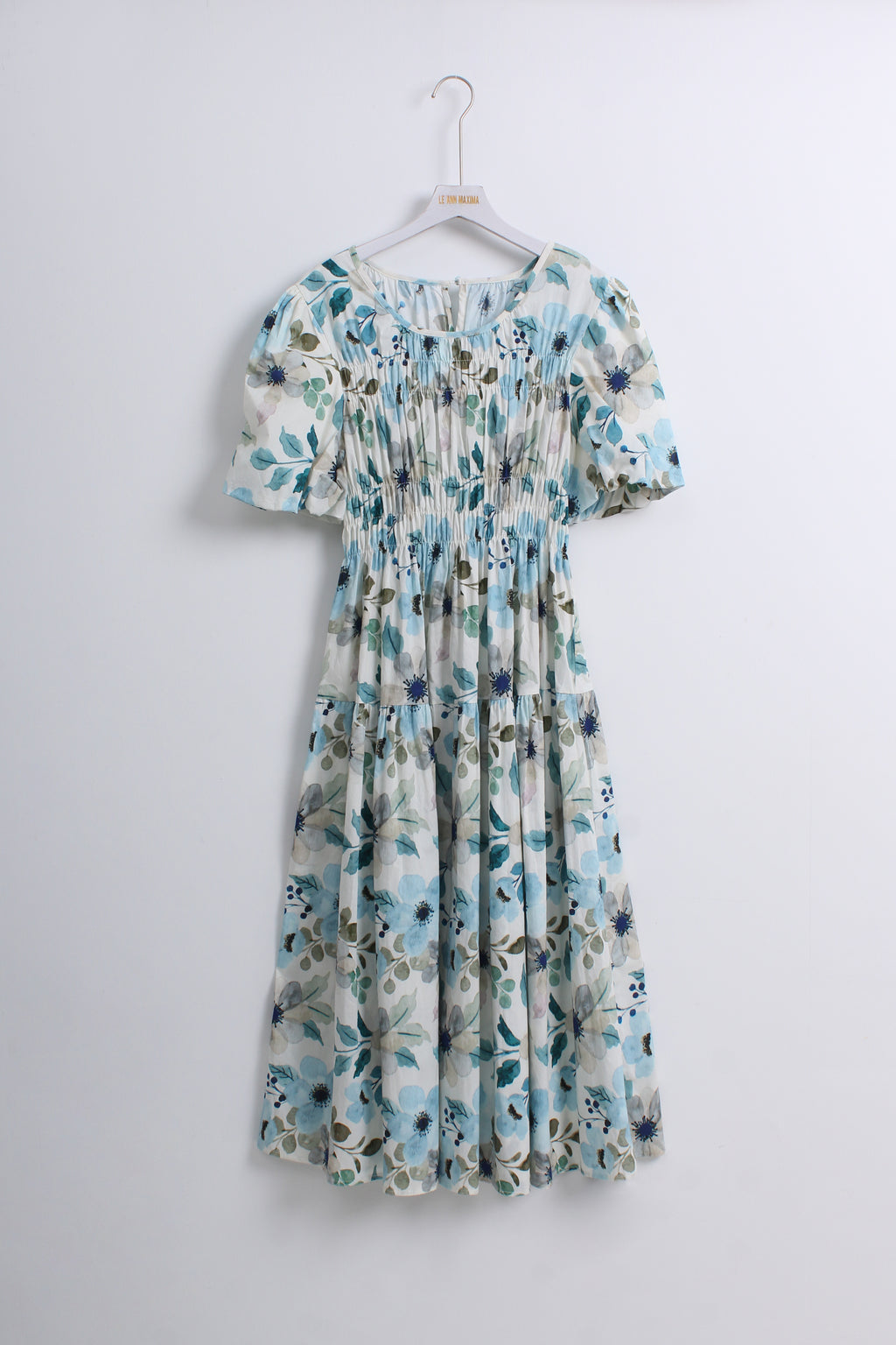 Floral Dress in Green & Blue (Free size)