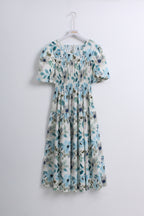 Floral Dress in Green & Blue (Free size)