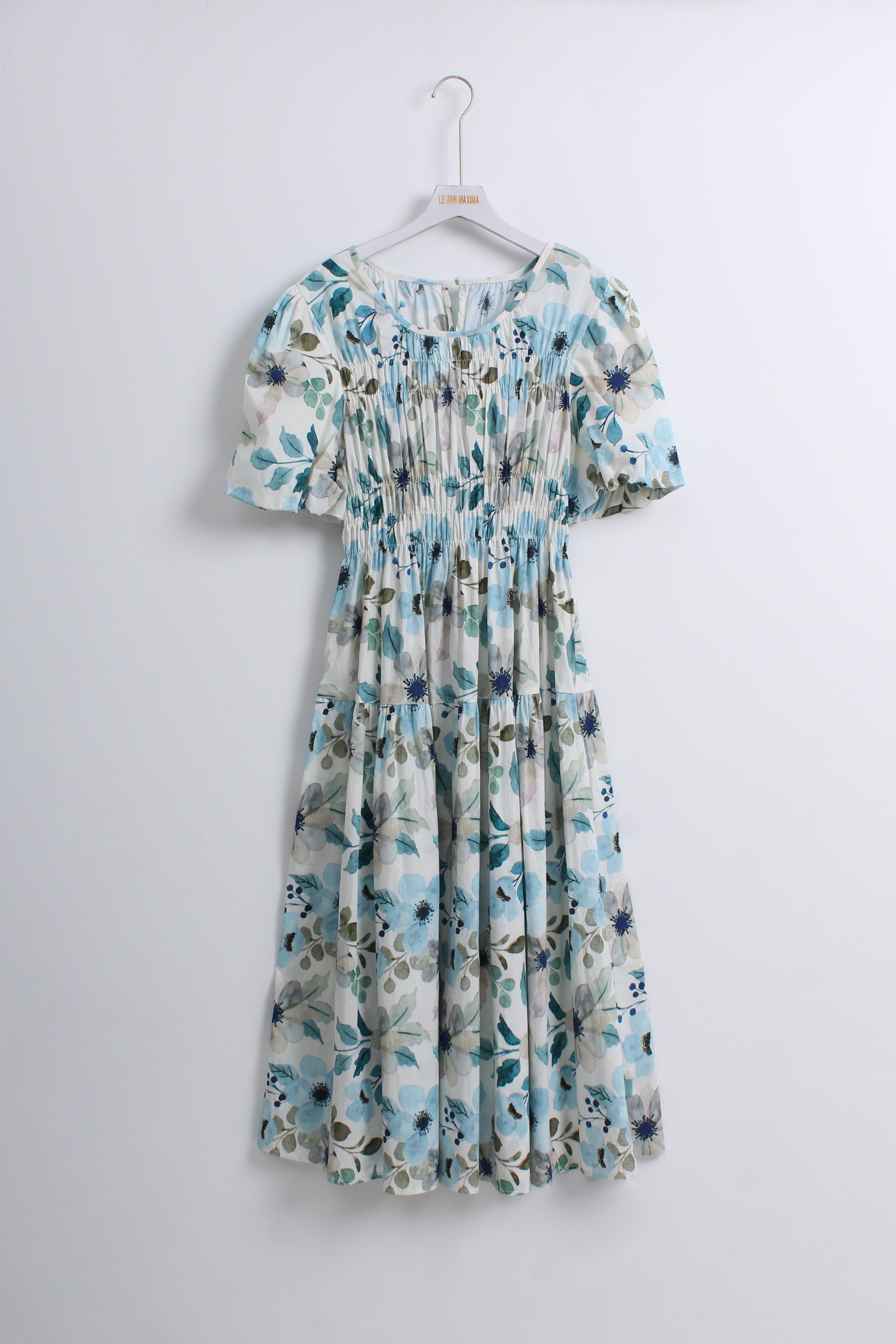 Floral Dress in Green & Blue (Free size)