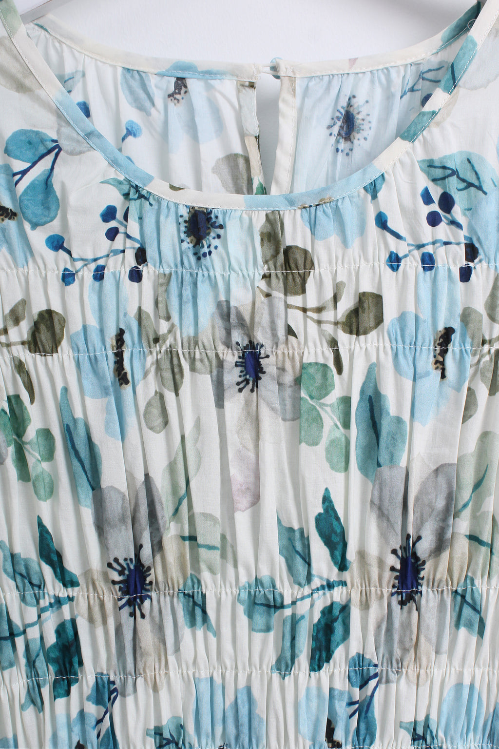 Floral Dress in Green & Blue (Free size)