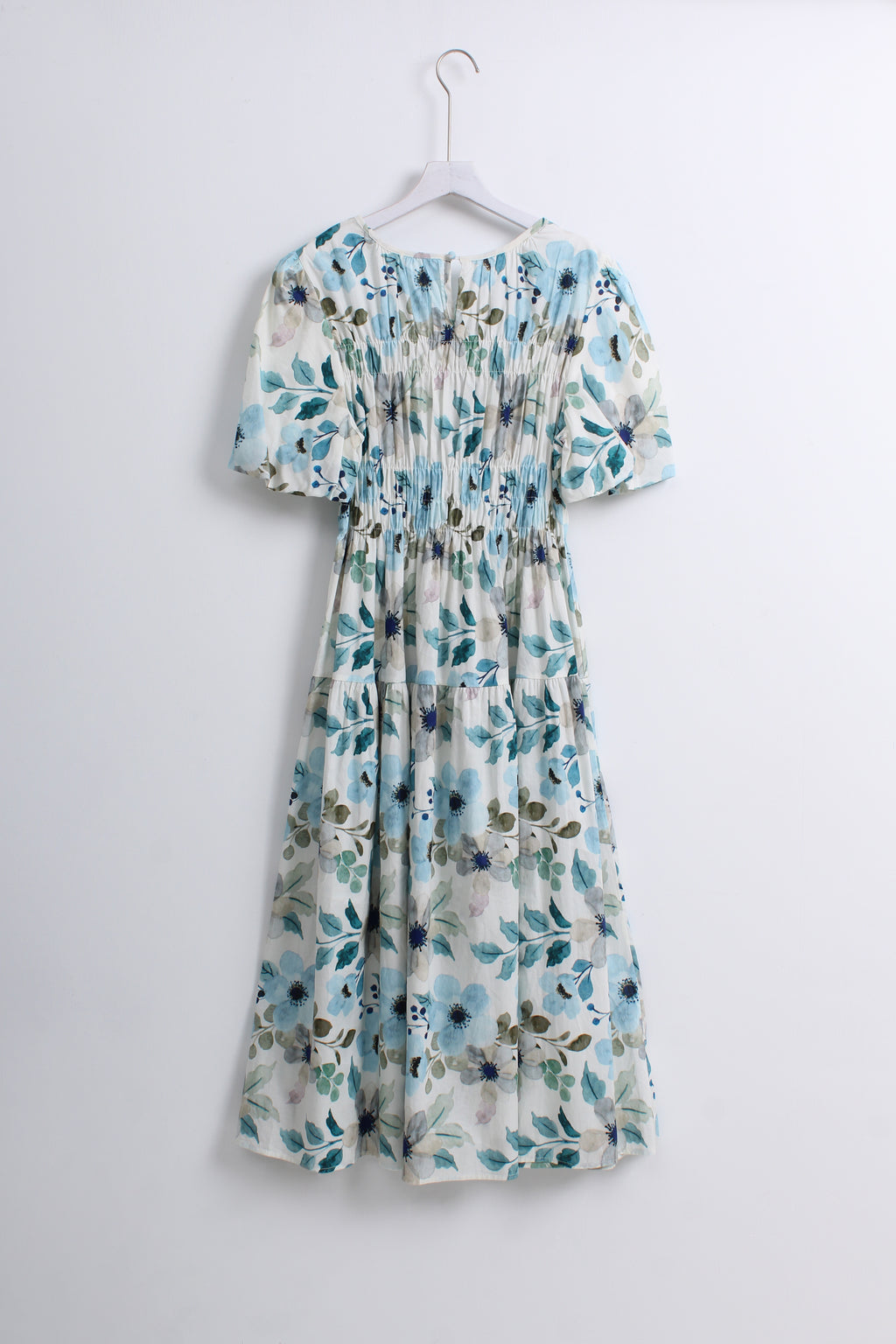 Floral Dress in Green & Blue (Free size)