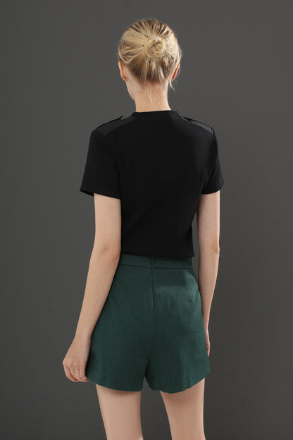 Gwyneth Casual Plain Short Sleeve Knit Top