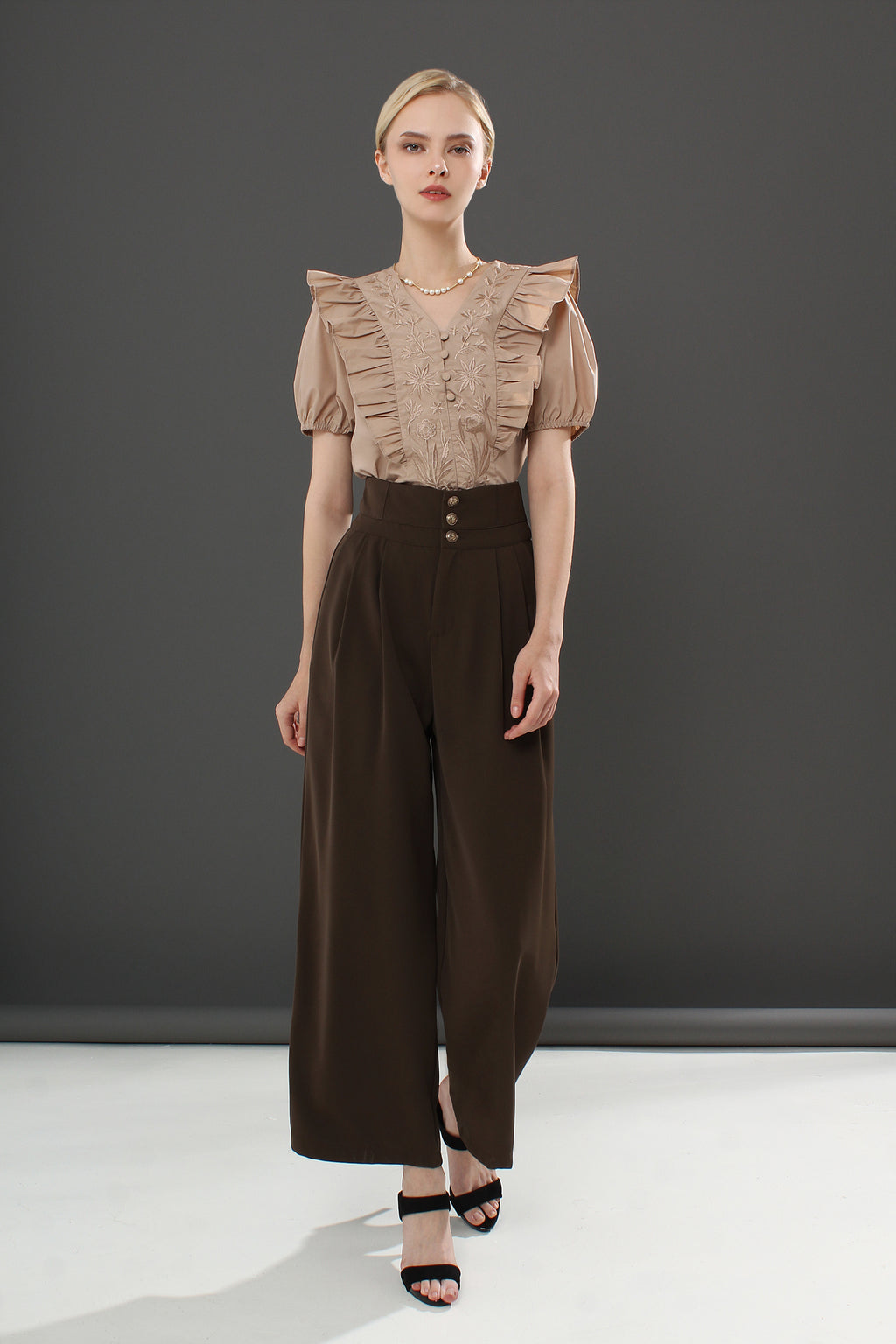 Relaxed Straight Leg Button Pants