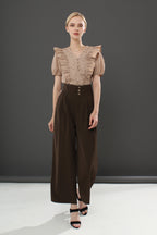 Relaxed Straight Leg Button Pants