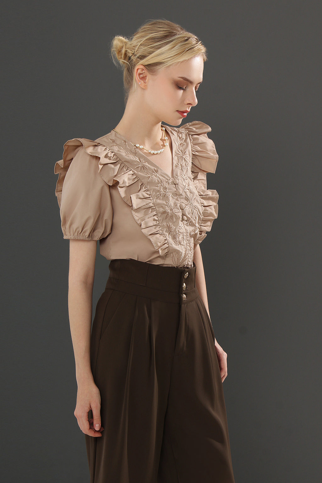 Relaxed Straight Leg Button Pants