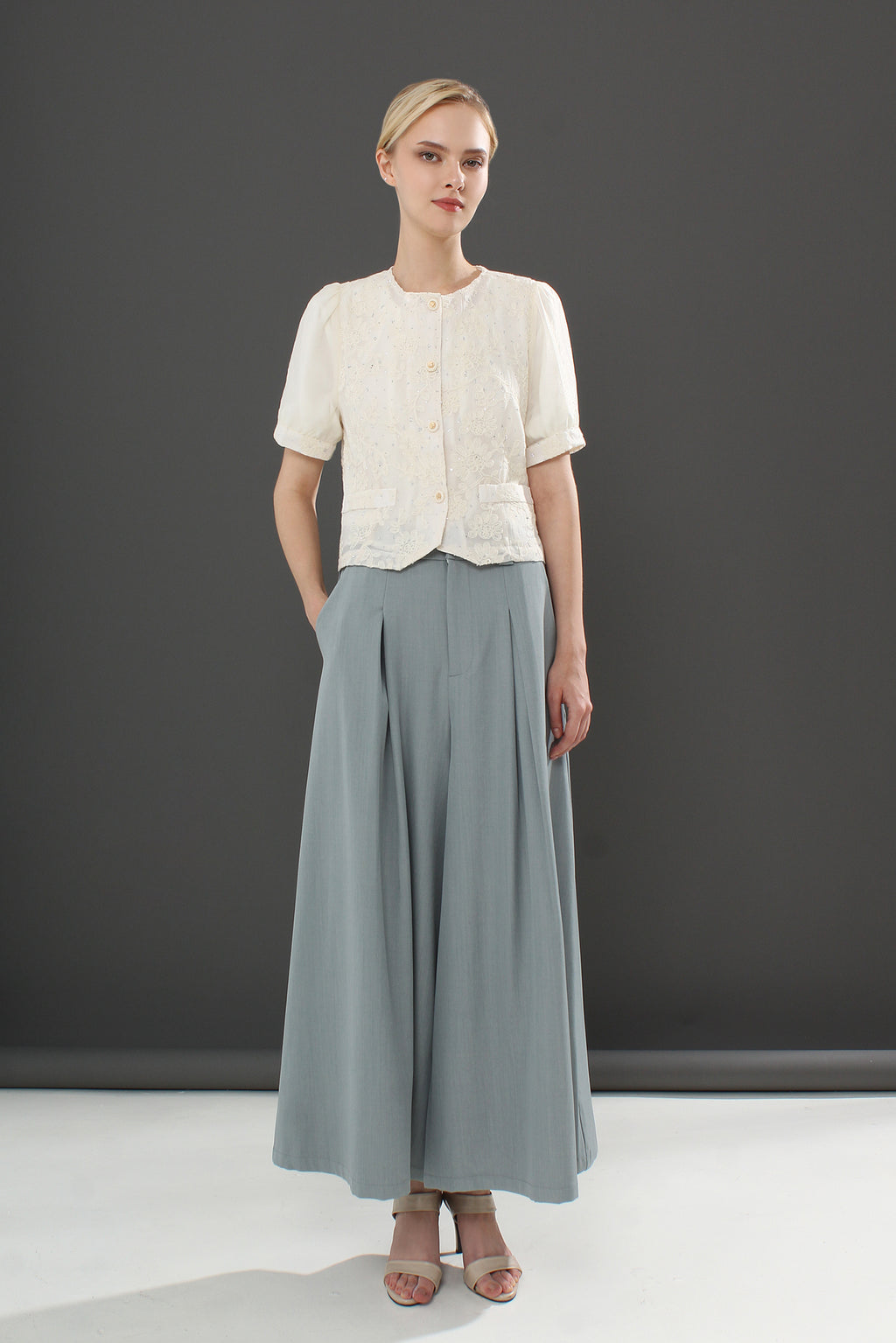 Pleated Wide-Leg Pants