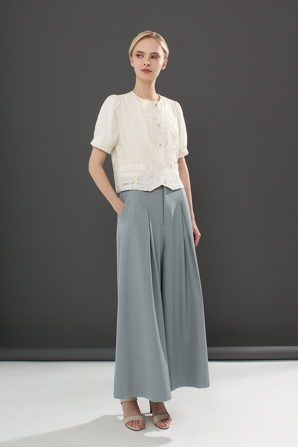 Pleated Wide-Leg Pants