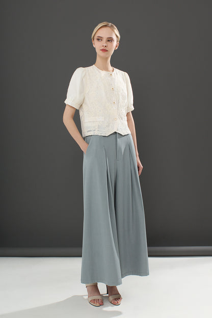 Pleated Wide-Leg Pants
