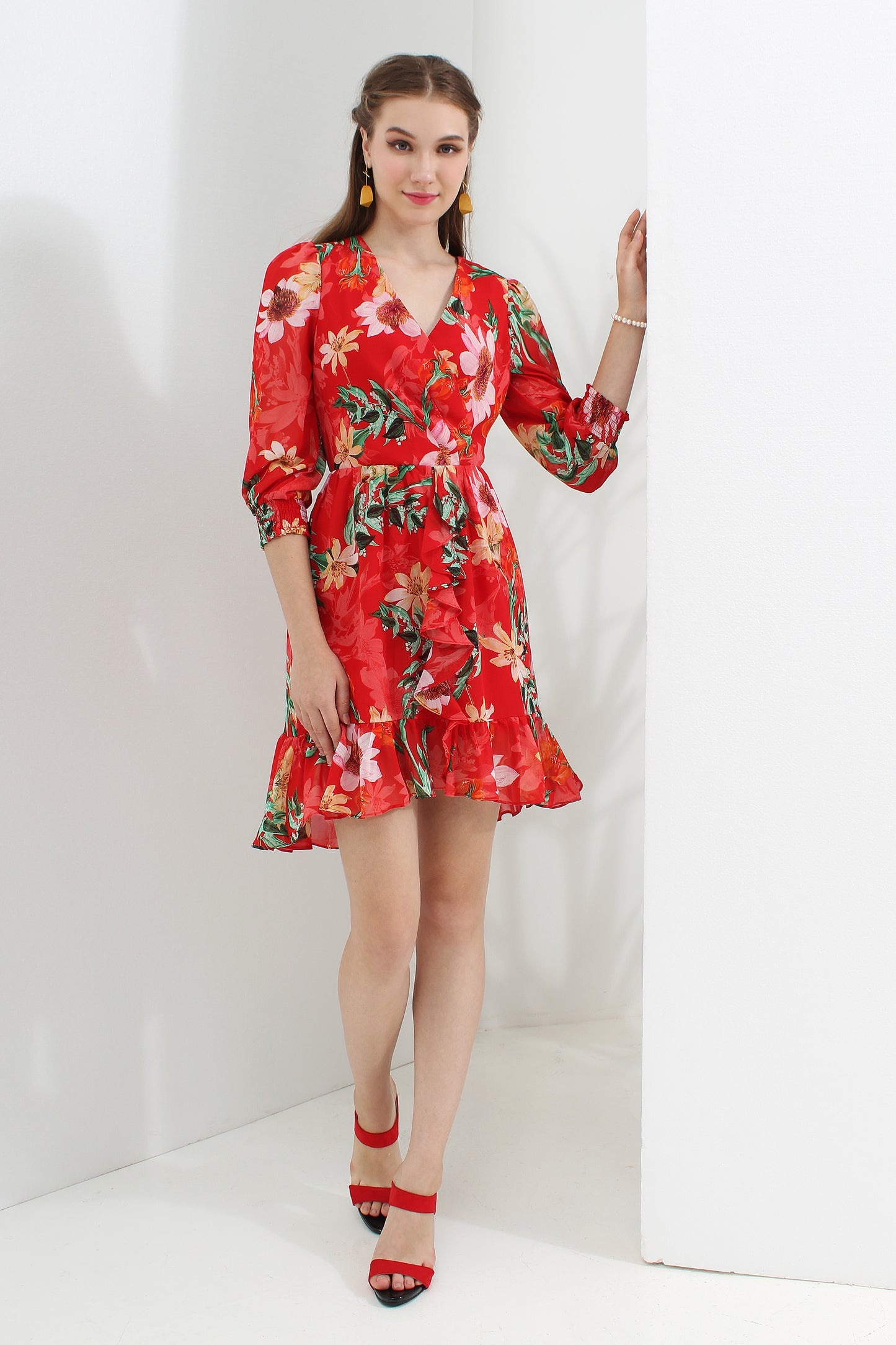 Anteros Tropical Floral Chiffon Dress