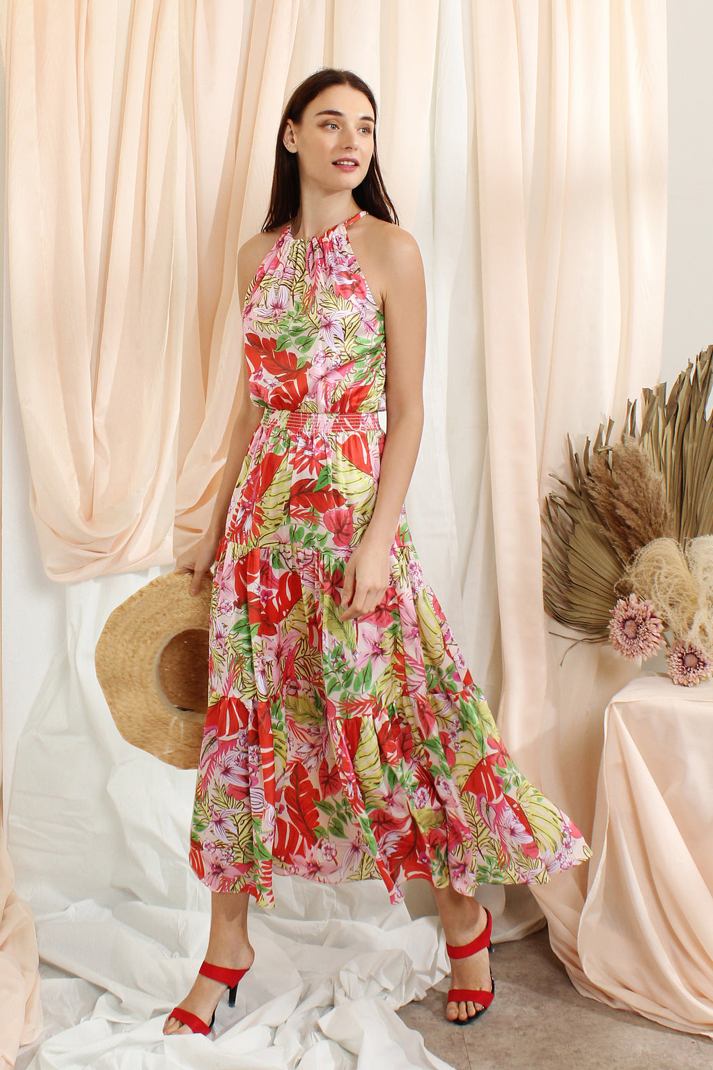 Halter Printed Maxi Dress