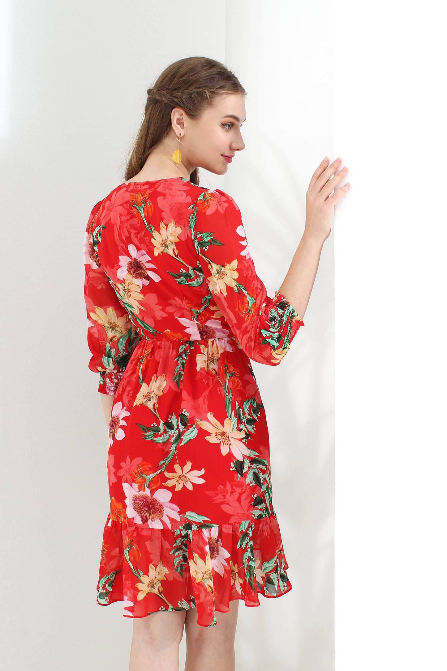 Anteros Tropical Floral Chiffon Dress