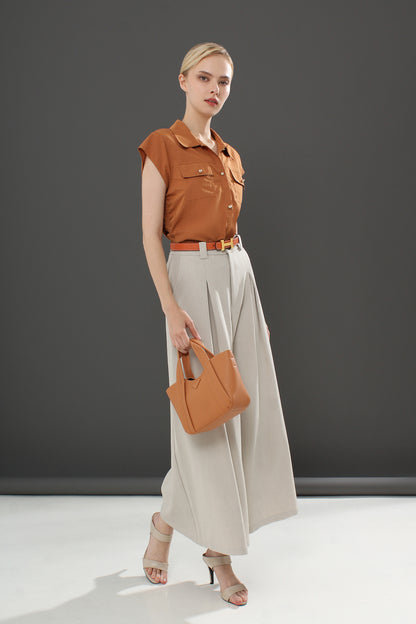 Pleated Wide-Leg Pants