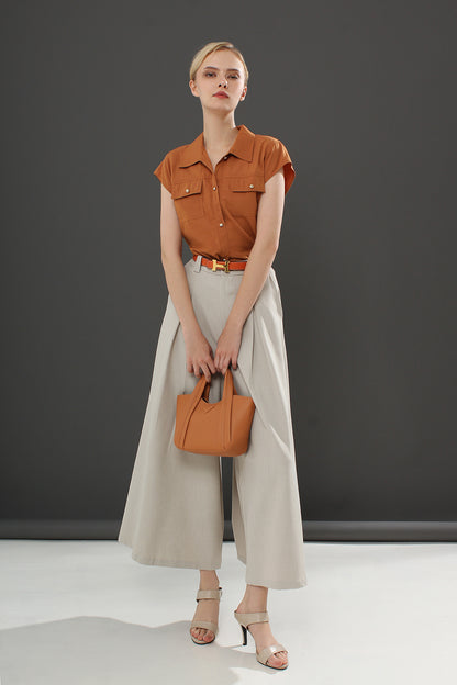 Pleated Wide-Leg Pants