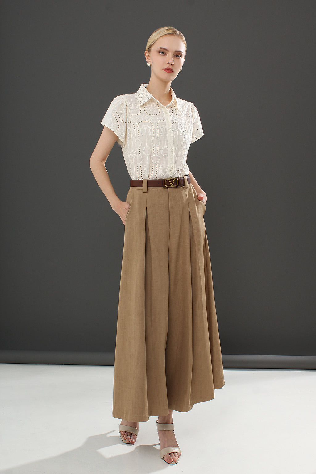 Pleated Wide-Leg Pants