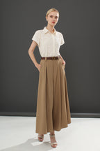 Pleated Wide-Leg Pants