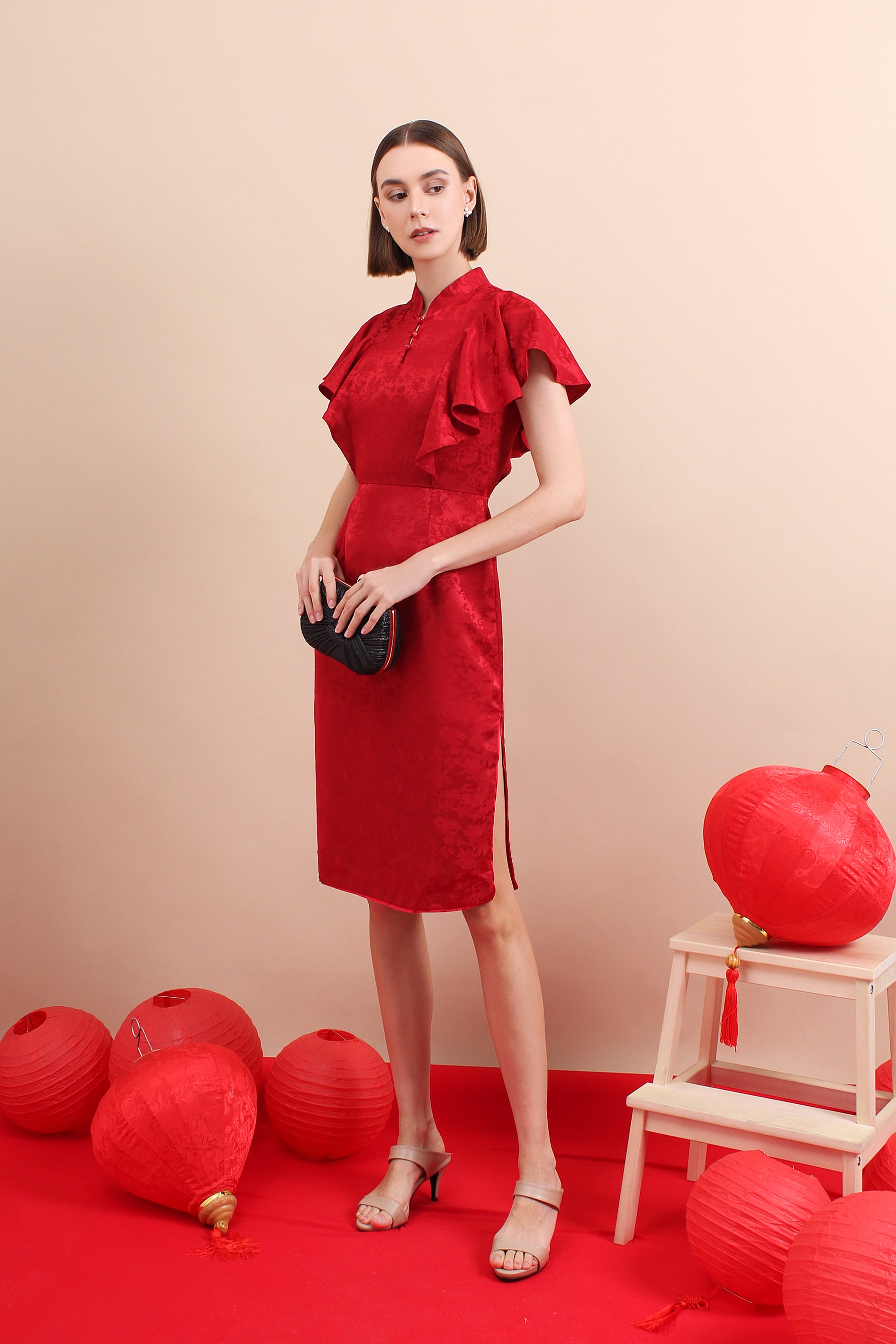 Heritage Petal Drape Modern Qipao Cheongsam