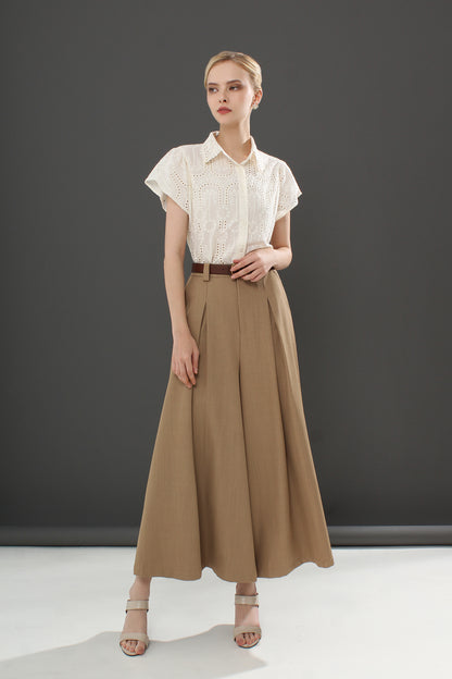 Pleated Wide-Leg Pants